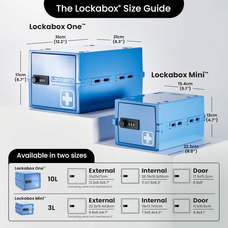 Lockabox Mini™ | Small Medicine Lock Box with Combination Lock (Half Letter Sized) | Mini Medical Lockable Box For Tablets, Creams & Medical Pens | External Size 8.8 x 6.1 x 4.7 Inches (Medi Blue) - Image 5